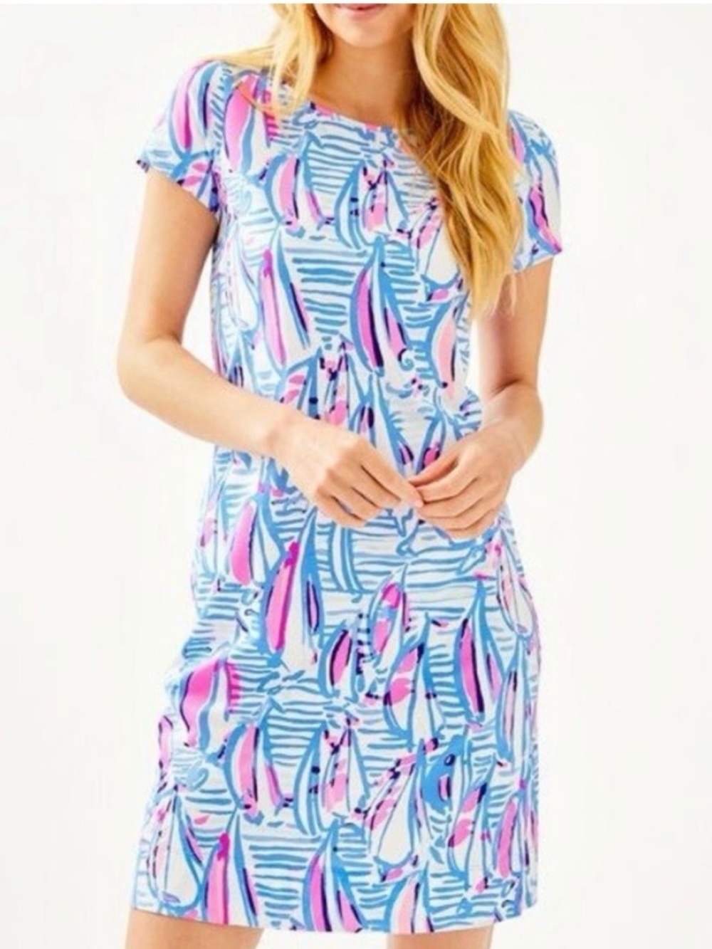 Lilly Pulitzer Blue Pink White Patterned Mini Dress